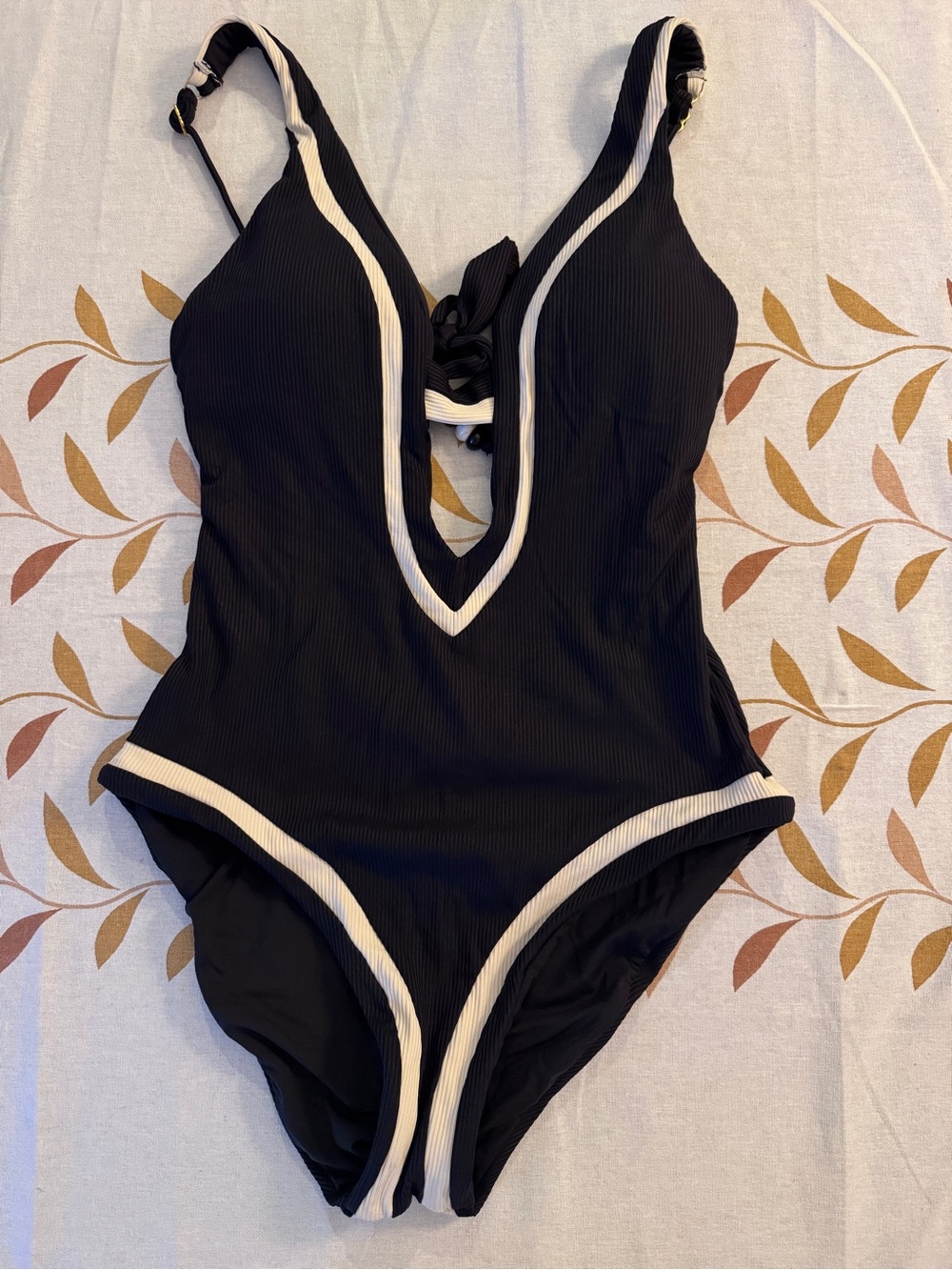 BECCA Black One-Piece with Cream Trim